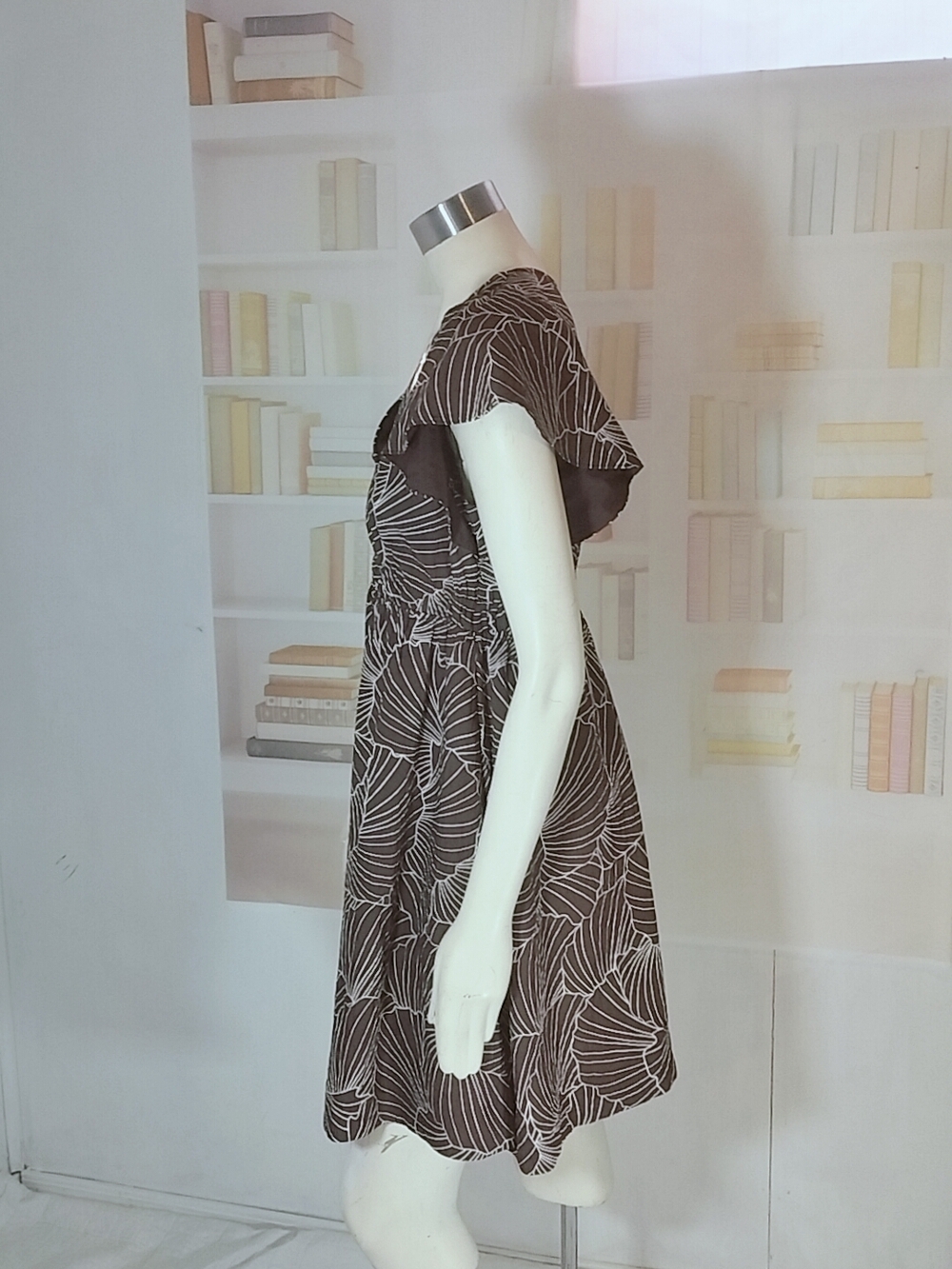 a new day Brown & White Floral V-Neck Tie-Waist Mini Dress - Picture 3 of 5